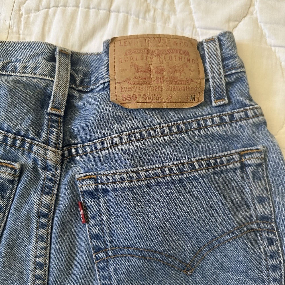 Levi's 550 Jeans Women's 9 JR M Blue Denim Relaxed Fit Tapered Hemmed Y2K 2000 - Picture 4 of 11